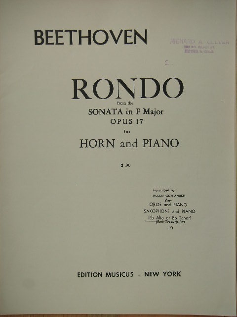 Image for Rondo from Sonata in F Major Op. 17