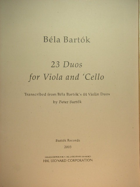 Image for 23 Duets for Viola and 'Cello