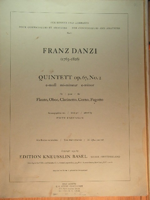 Image for Wind Quintett in E-minor Op. 67, No. 2
