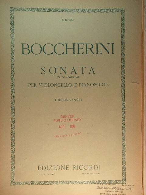 Image for Sonata in C major for Cello and Piano