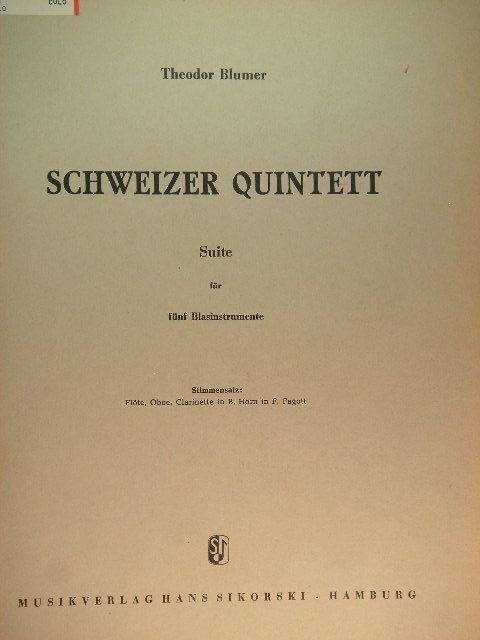 Image for Schweizer Quintett (Suite for Wind Instruments)