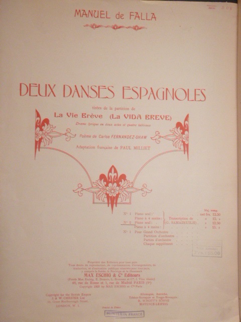 Image for Deux Danses Espagnoles from "La Vida Breve"