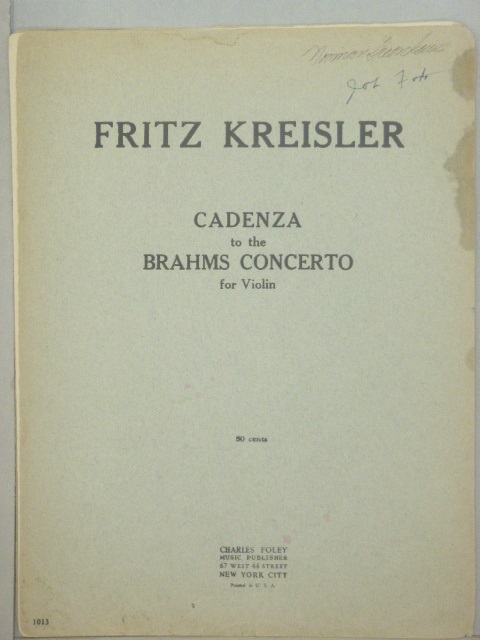 Image for Cadenza to Brahms Violin Concerto