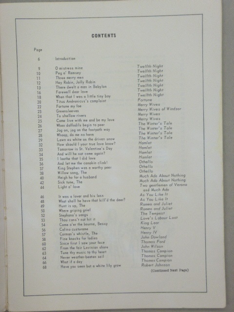 Songs from Shakespeare's Plays