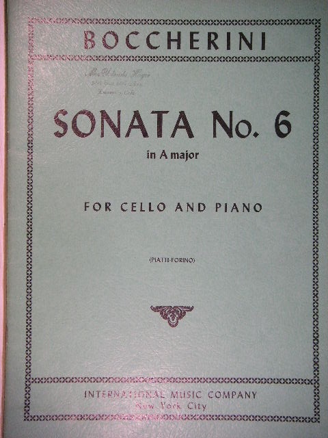 Image for Sonata No. 6 in A major For Cello and Piano