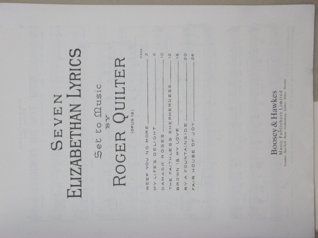 Seven Elizabethan Lyrics Op.12