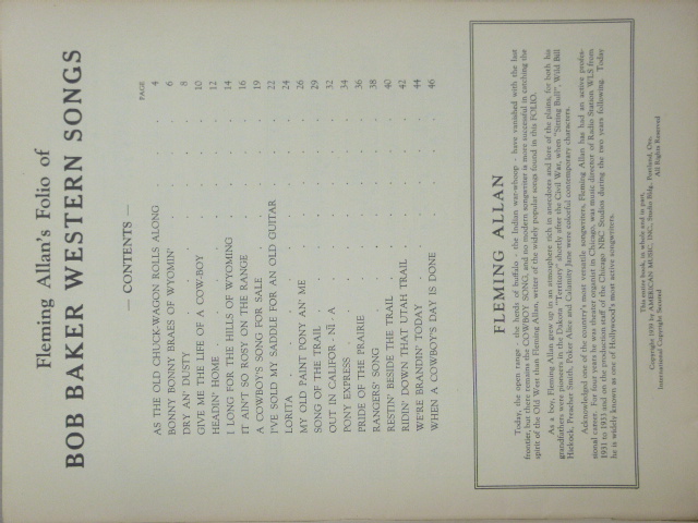 Bob Baker Western Songs No.1