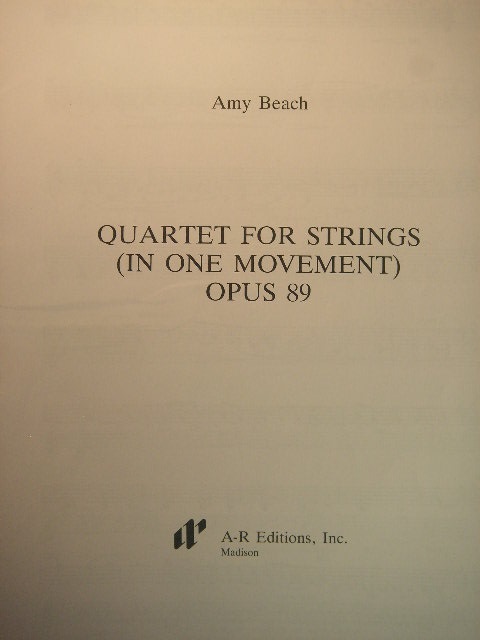 Image for Quartet for Strings Op. 89